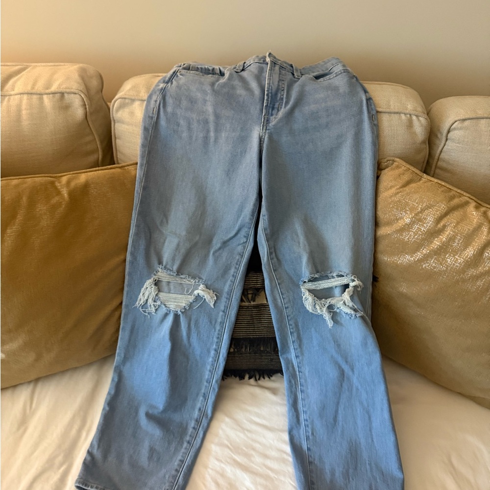 Old Navy  OG Loose High Waist Light Blue Ripped Women Jeans